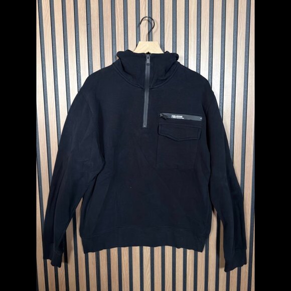 Zadig & Voltaire Jacket Medium Womens Black Samy 1/4 Zip Fleece Poly Pockets - Picture 1 of 10